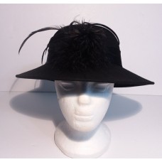 Amanda Smith Fedora Hat Wool Black With Black Feathers Ribbon   eb-60012697